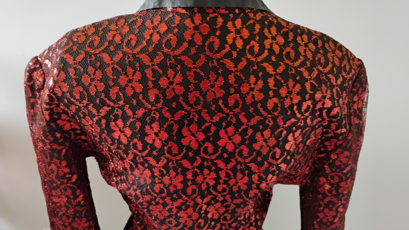 1950&rsquo;s Vintage Black Orange Lace Cocktail Party Dress Goth Witchy Halloween 4/6