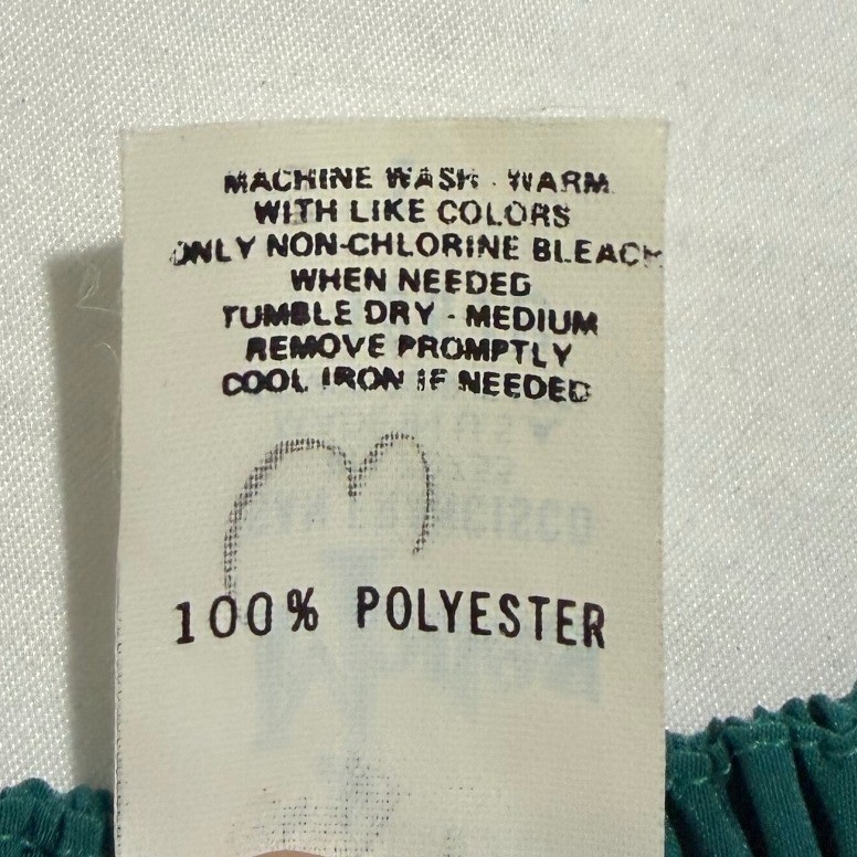 Vintage Malco Modes Teal Peasant Blouse Off Shoulder Ruffle Top USA L