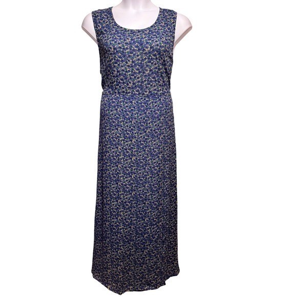 Vintage 1990&rsquo;s NWT April Cornell Floral Blue Yellow Maxi Prairie Cottage Dress