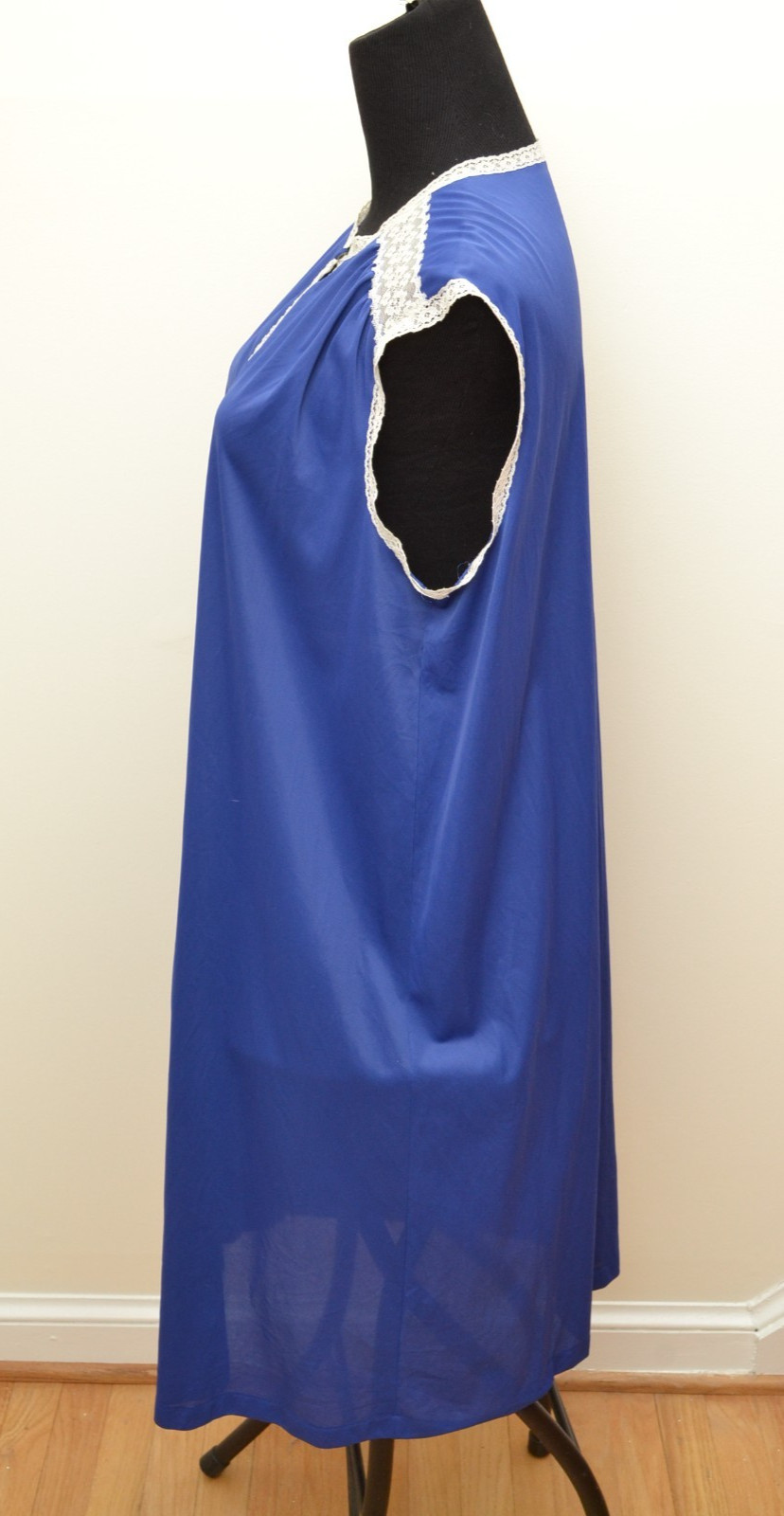 Vanity Fair Nightgown Set Robe & Gown Blue Sz 40 Nylon Antron III USA Made VTG