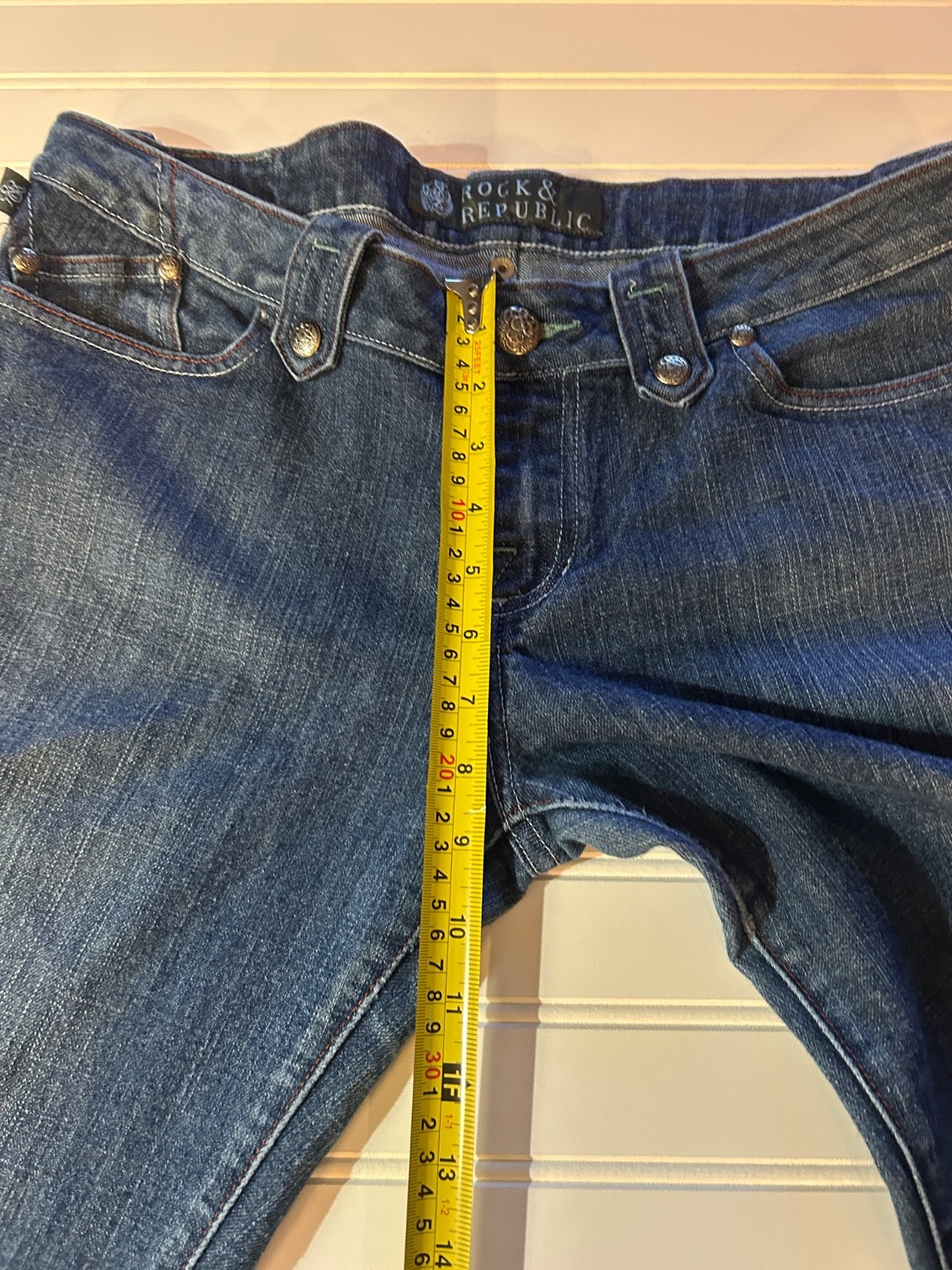 VINTAGE ROCK & Republic « Isaac » BOOT CUT JEANS Skull Orange blue s 31