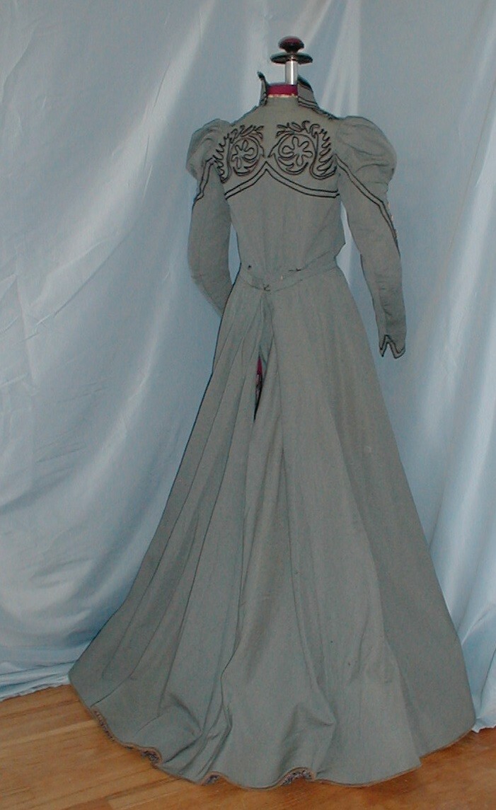 Antique Dress Seafoam Green Wool 1890&rsquo;s Victorian Braided Trims