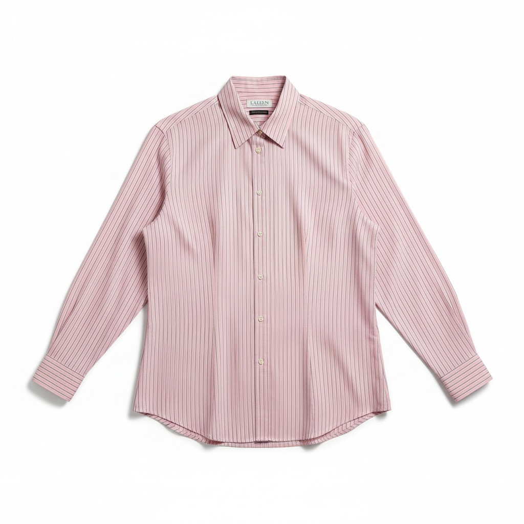 ON SALE TODAY Lauren By Ralph Lauren Women’s Button Down Pink Strip w/ PINK Logo