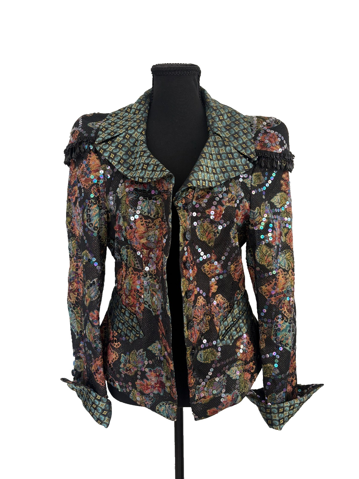 Rare VTG 1990s Christian Lacroix Paris Embellished Couture Jacket FR 42