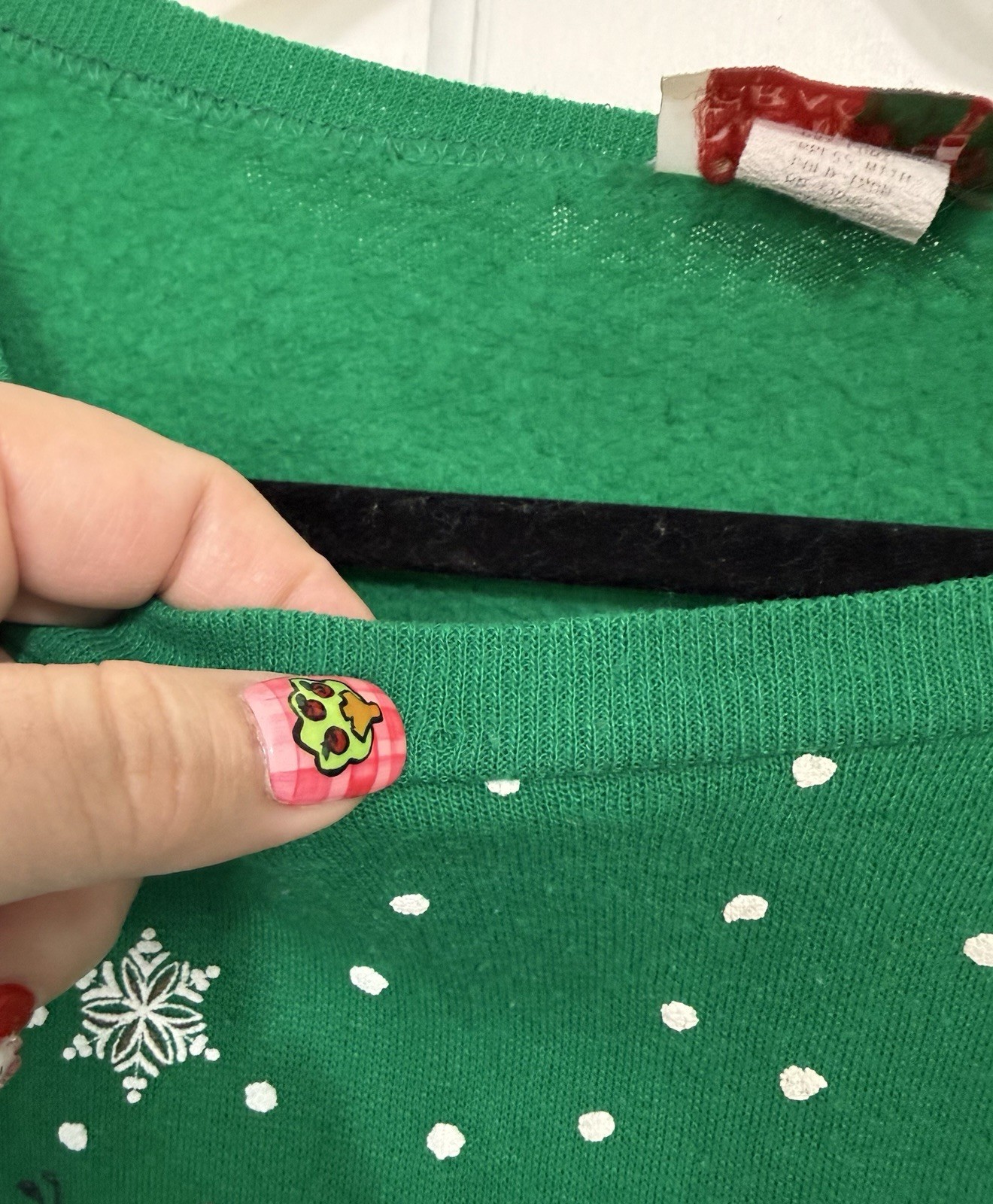 VTG 90s Nutcracker Christmas Sweatshirt Puffy Design Santa Trees Green L