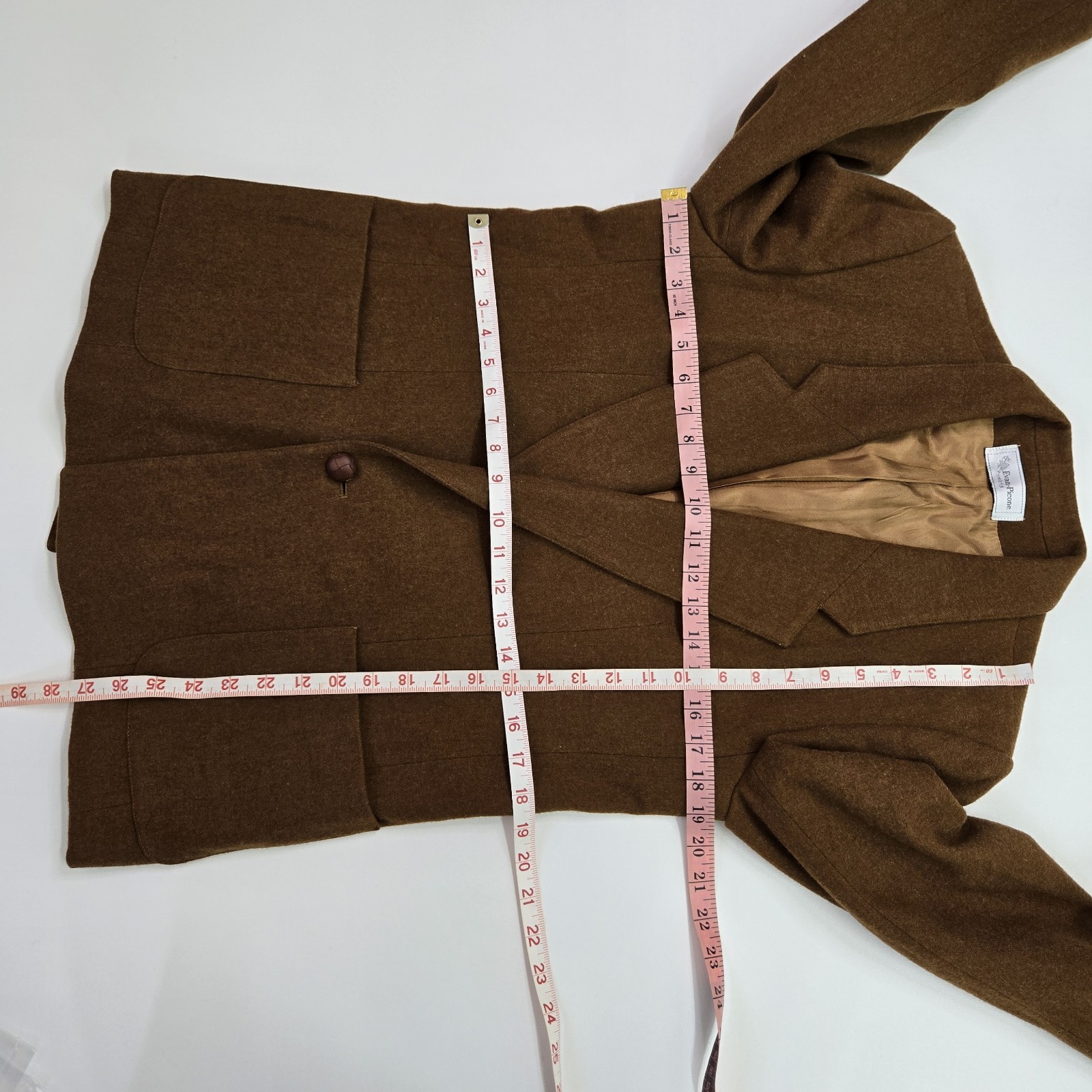 Evan Picone Skirt Suit Women Size 12 Blazer Pleated Skirt Brown 100% Wool VTG