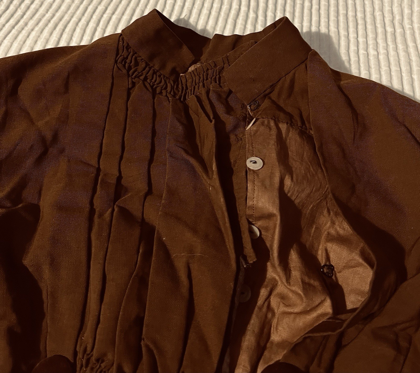 Antique Edwardian Boned Waist Jacket Velvet Trim & Puff Sleeves-Smocked-Coattail