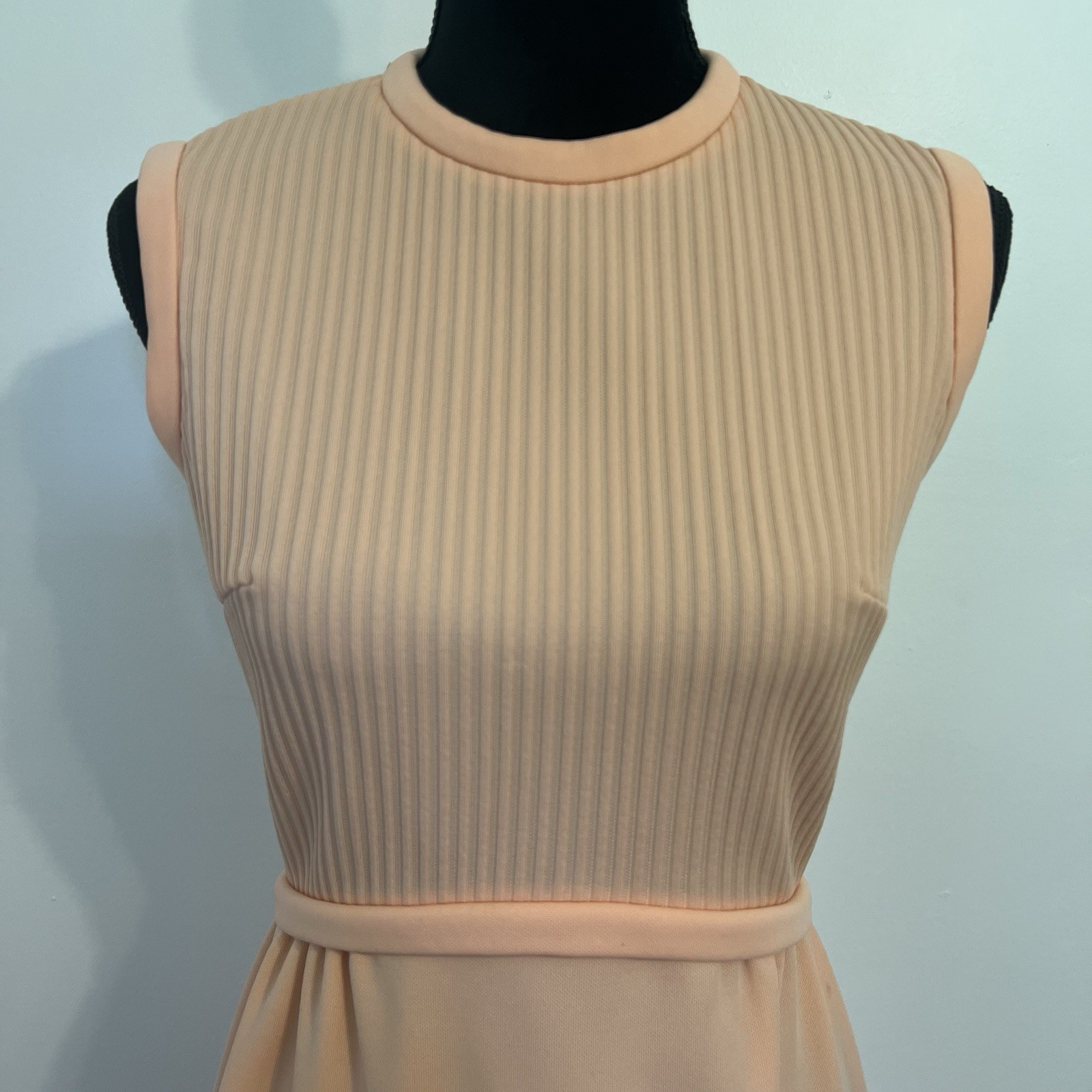 Vintage 60s Blush Pink Mod Romantic Maxi Dress Andrea Gayle Knit Jackie Size M