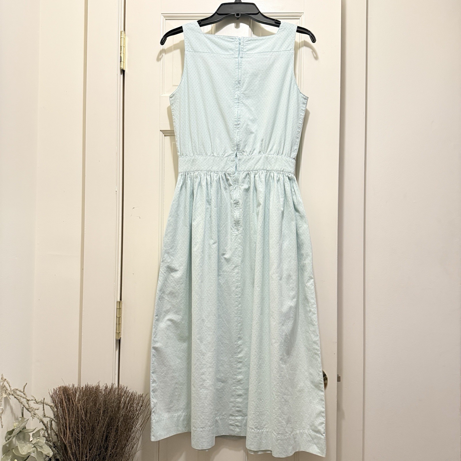 Vintage 1980s Laura Ashley Sz 8 Dress 100% Cotton Powder Blue Pockets