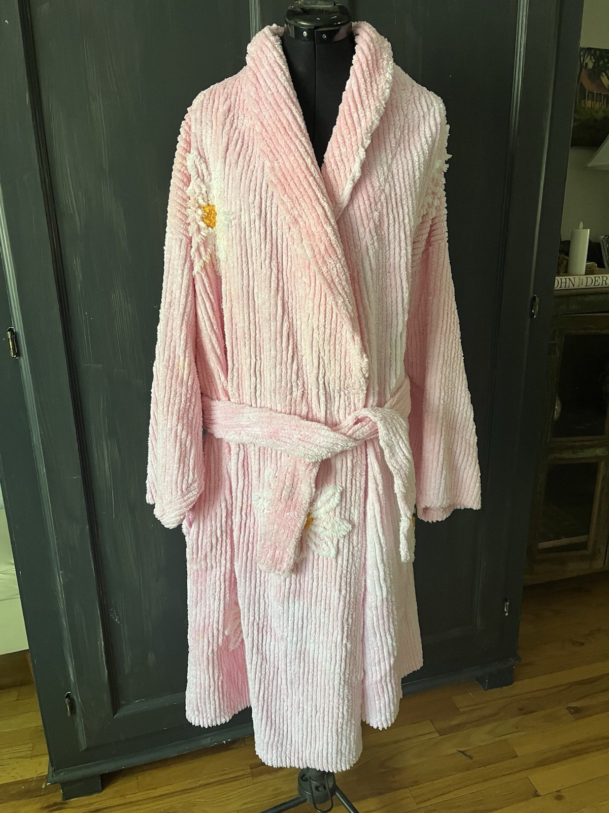 Vintage Canyon Group « Falling Daisies » Chenille Robe Pink 2XL