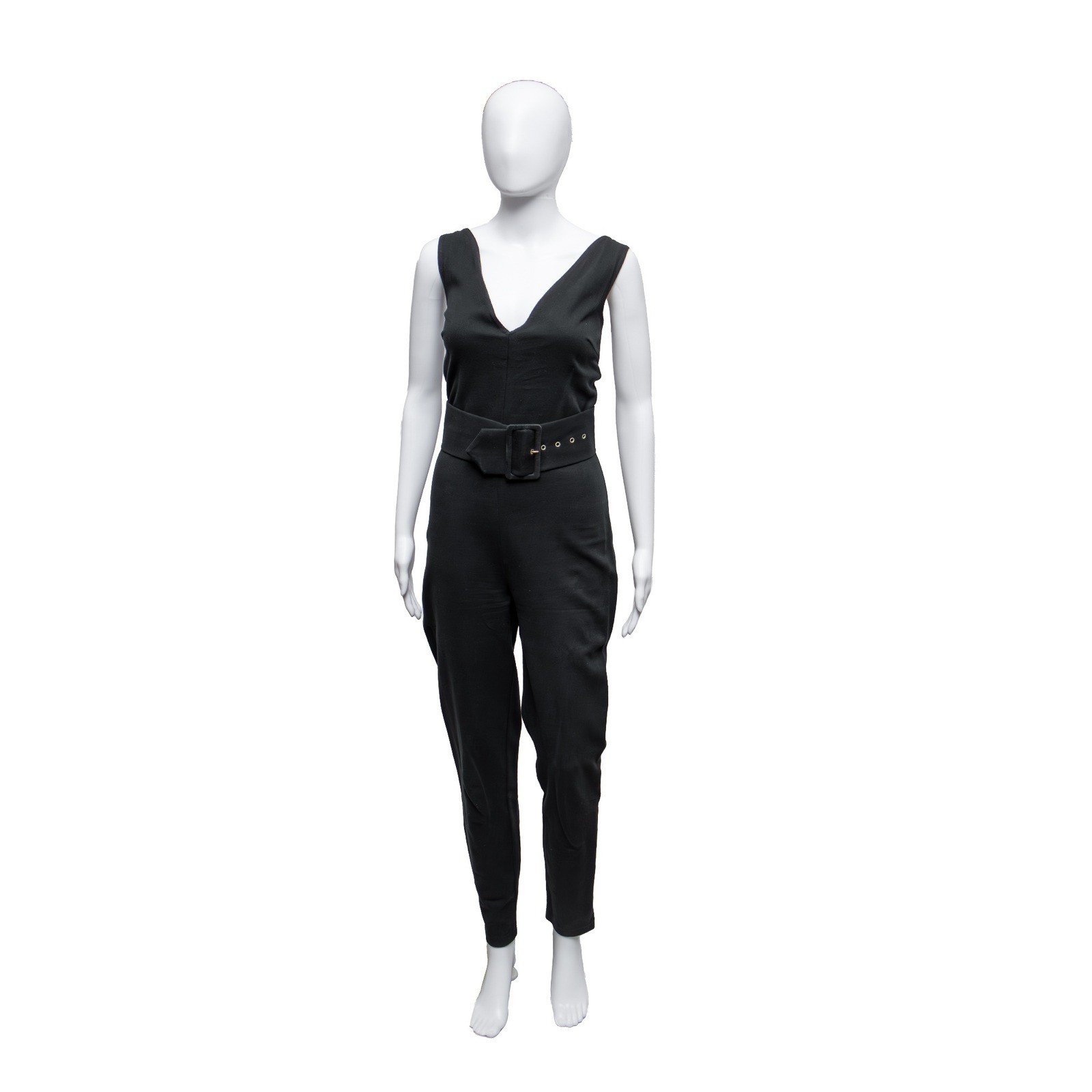 Vintage Byblos Black Belted Jumpsuit Sleeveless Made In Italy IT 38 US 2