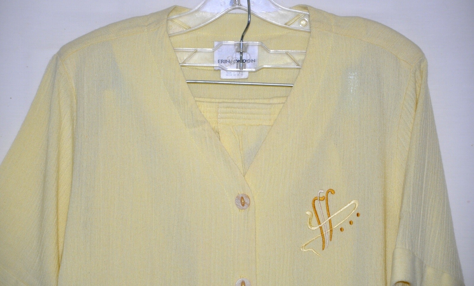 Erin London Pant Set Button Blouse Elastic Waistband Pant Sz Md/Lg Pet EUC