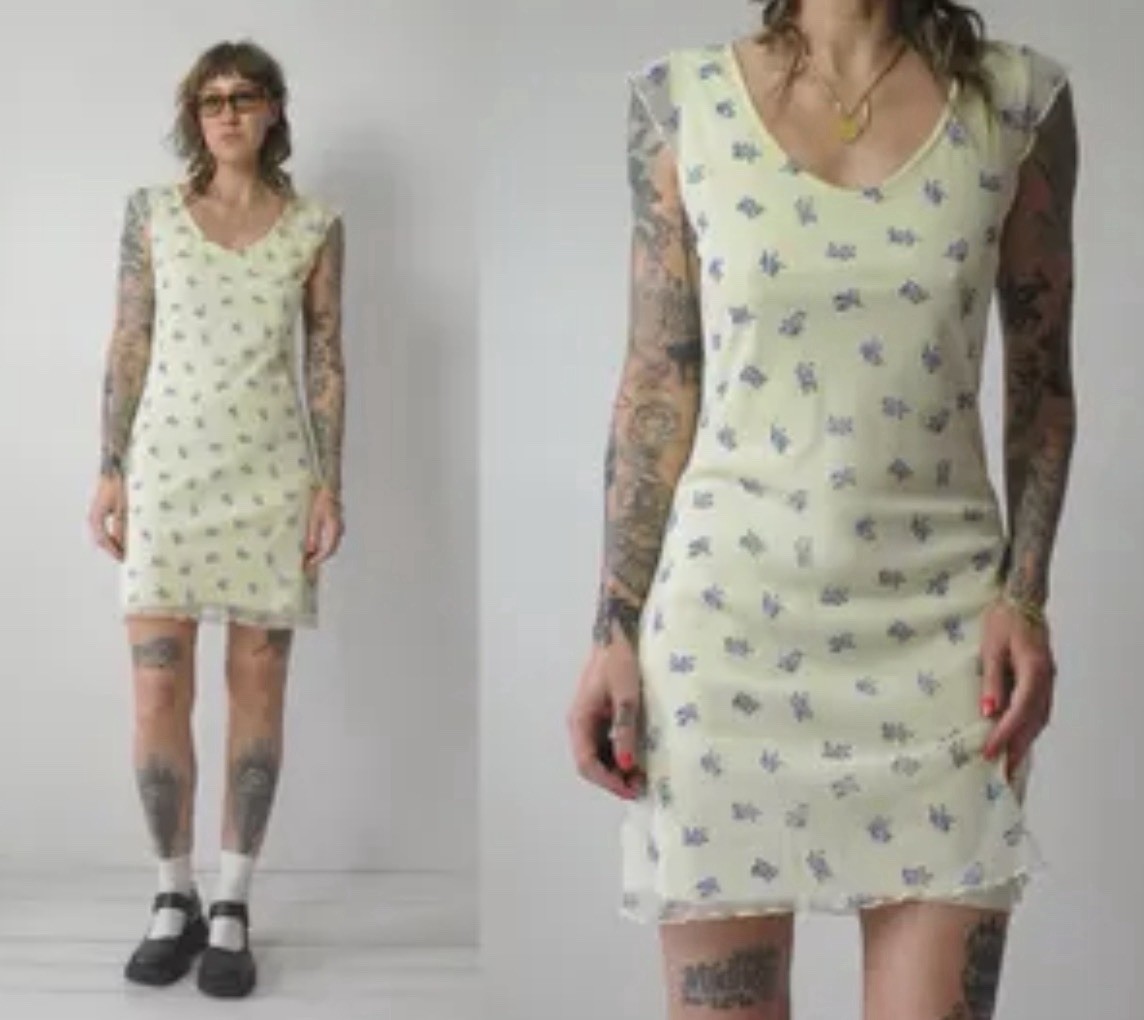 Vintage California Concepts 1990’s Floral Mini Polyester Sundress Small Coquette