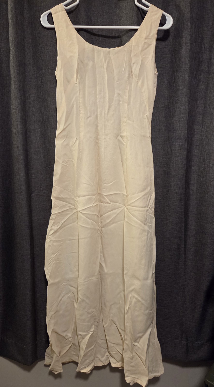 Vintage Cream Satin 1970s MISS ELLIETE DRESS WOMENS SIZE XS
