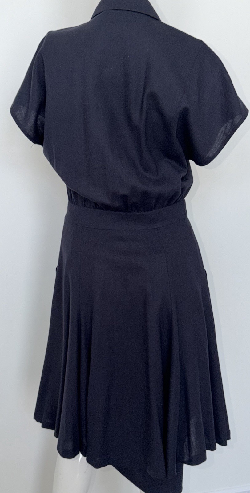 Vintage 90s Escada Margaretha Ley Women&rsquo;s Navy Wool Knee Length Dress Sz 38