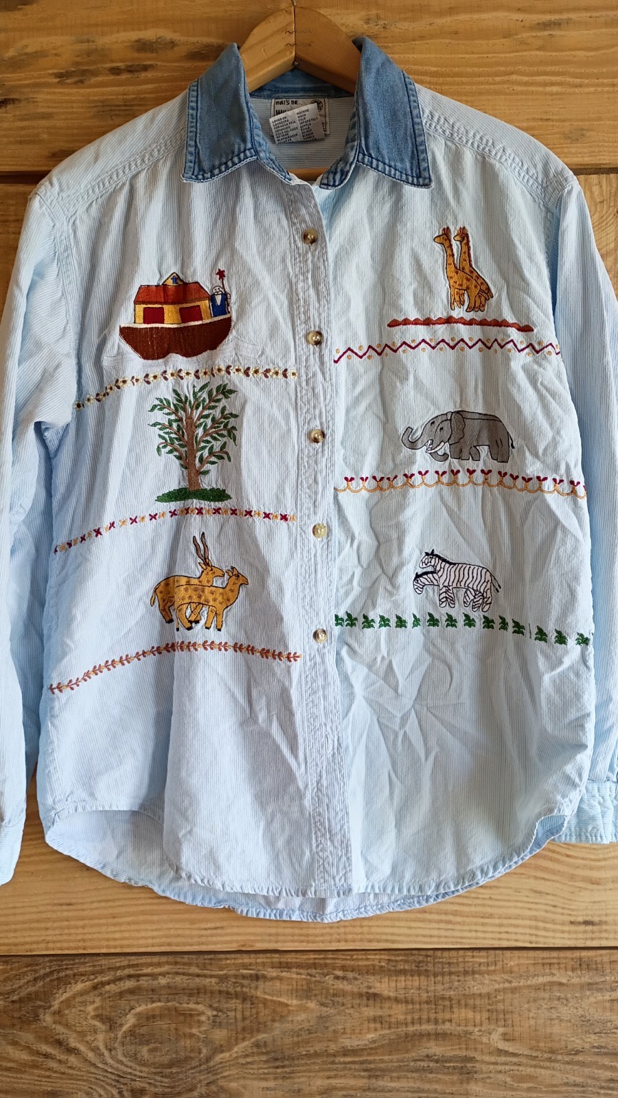 Vintage 90s Women&rsquo;s Noah&rsquo;s Ark Animal Safari Novelty Button Up Size Medium