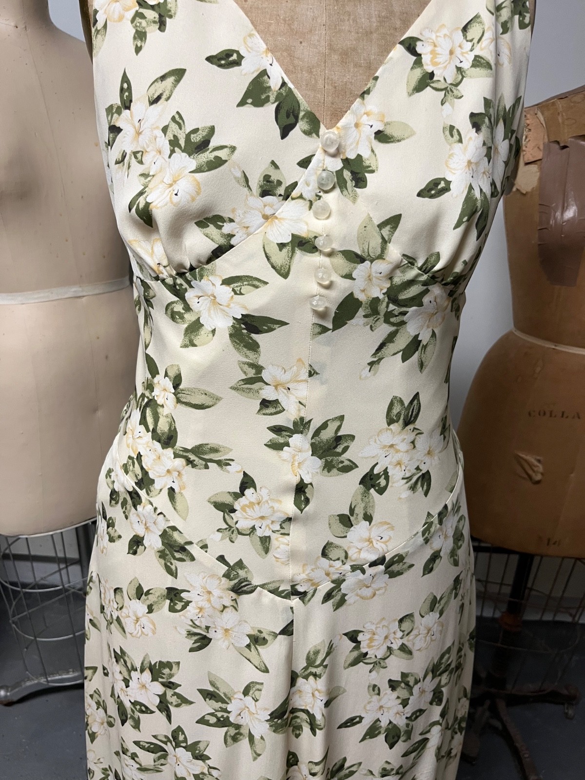 Vintage J Peterman 1930s Style Lady Day Silk Georgette Dress Size 10 Bust 38