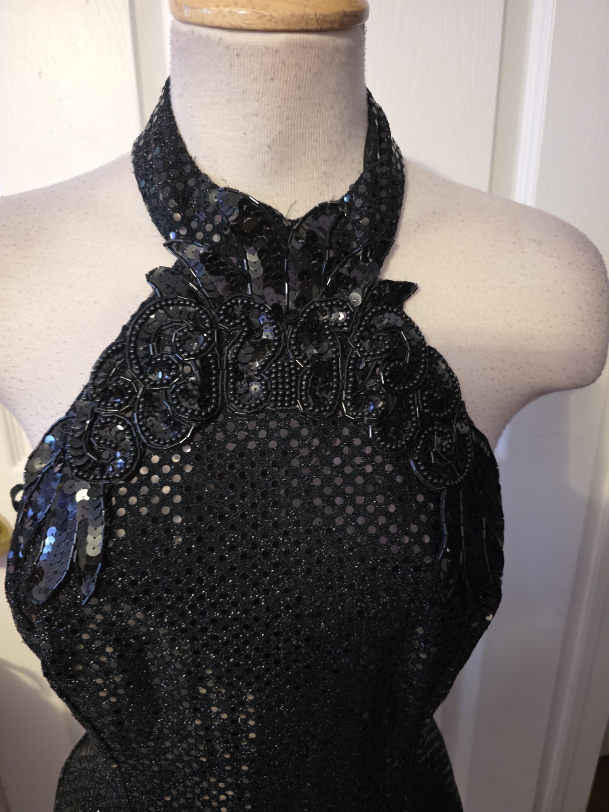 Bari Jai Vtg Sequins Halter Dress