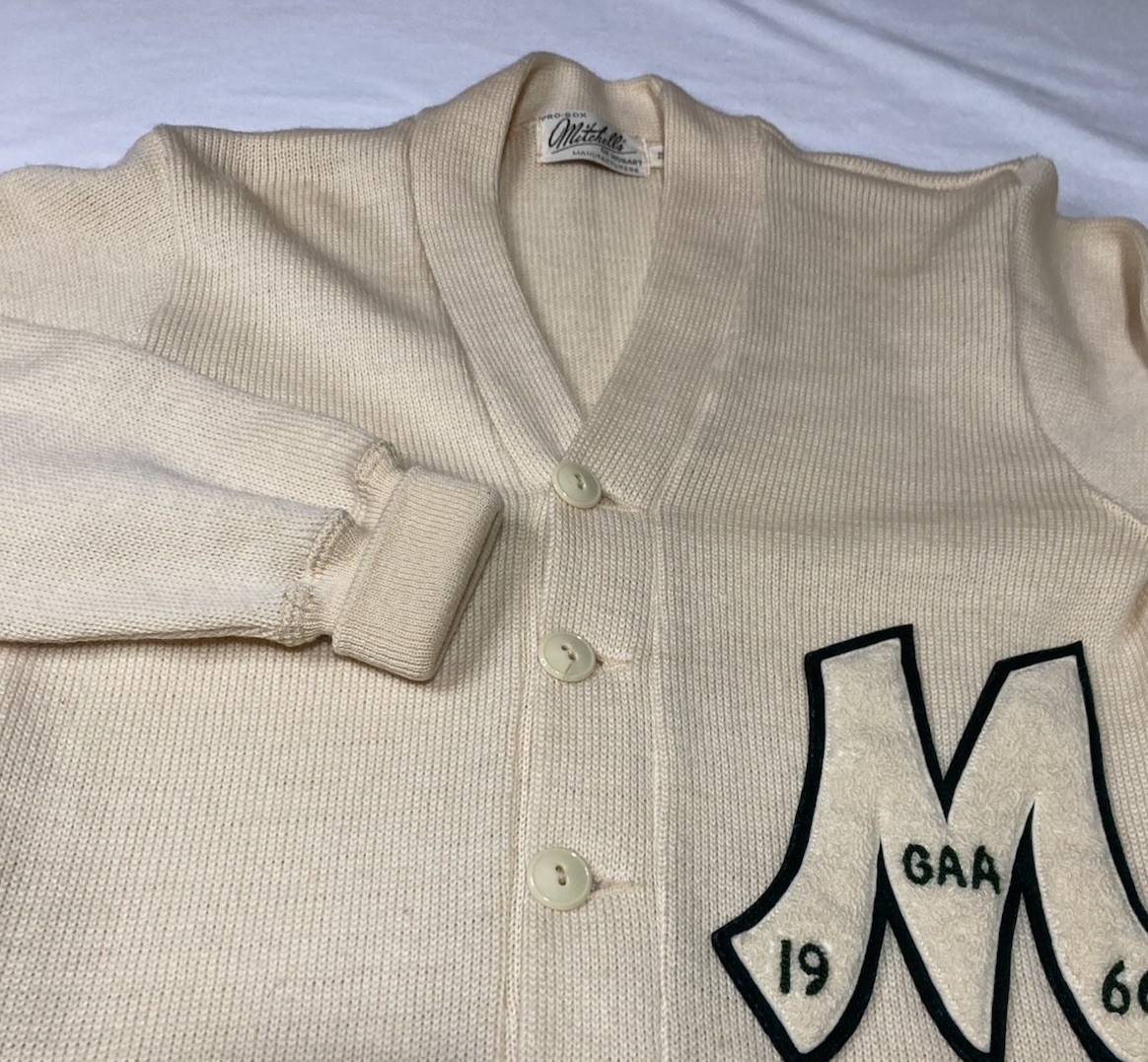 Vintage Mitchells Varsity Cardigan Sweater Women&rsquo;s Cream 60s
