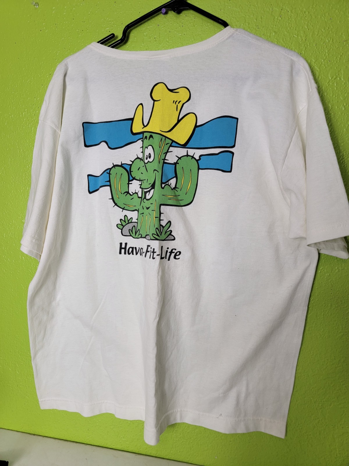 Vintage V-neck Womens Have A Fit Life Cartoon Cactus LA T Sportswear Made In USA