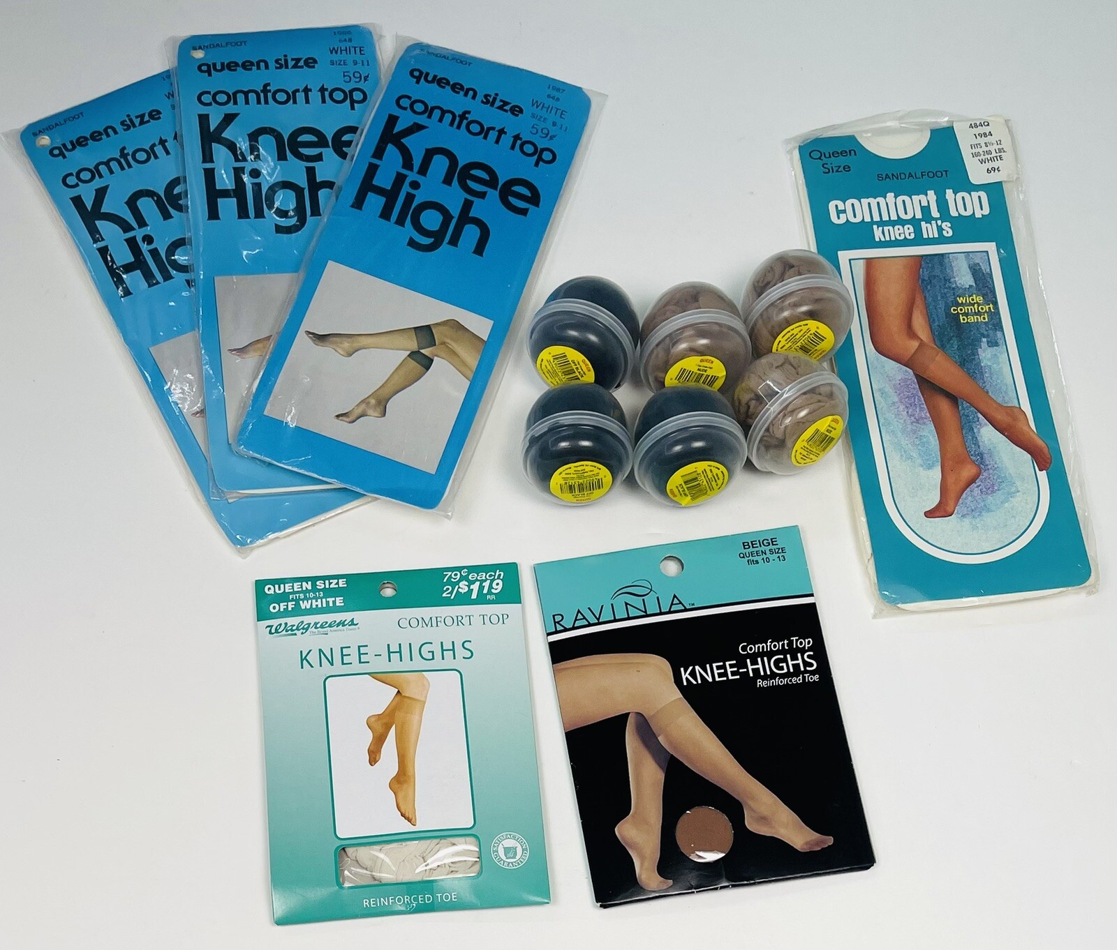 VTG Lot 12 Queen Size KNEE-HIGHS Hosiery Pantyhose Various Colors Brands NIP NEW