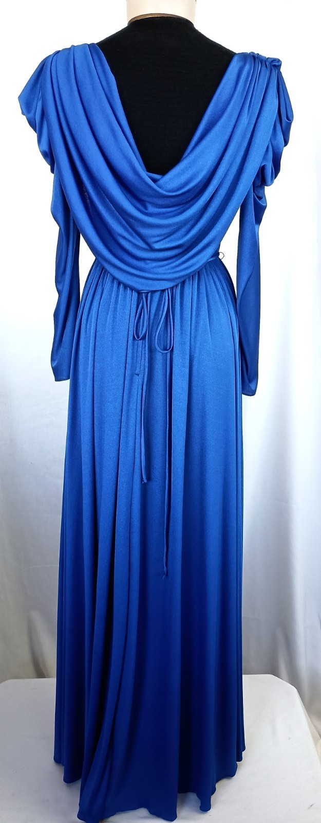 Vtg 80&rsquo;s Royal Blue Draped Neck Goddess Style Prom/Special Occasion Gown Size 10