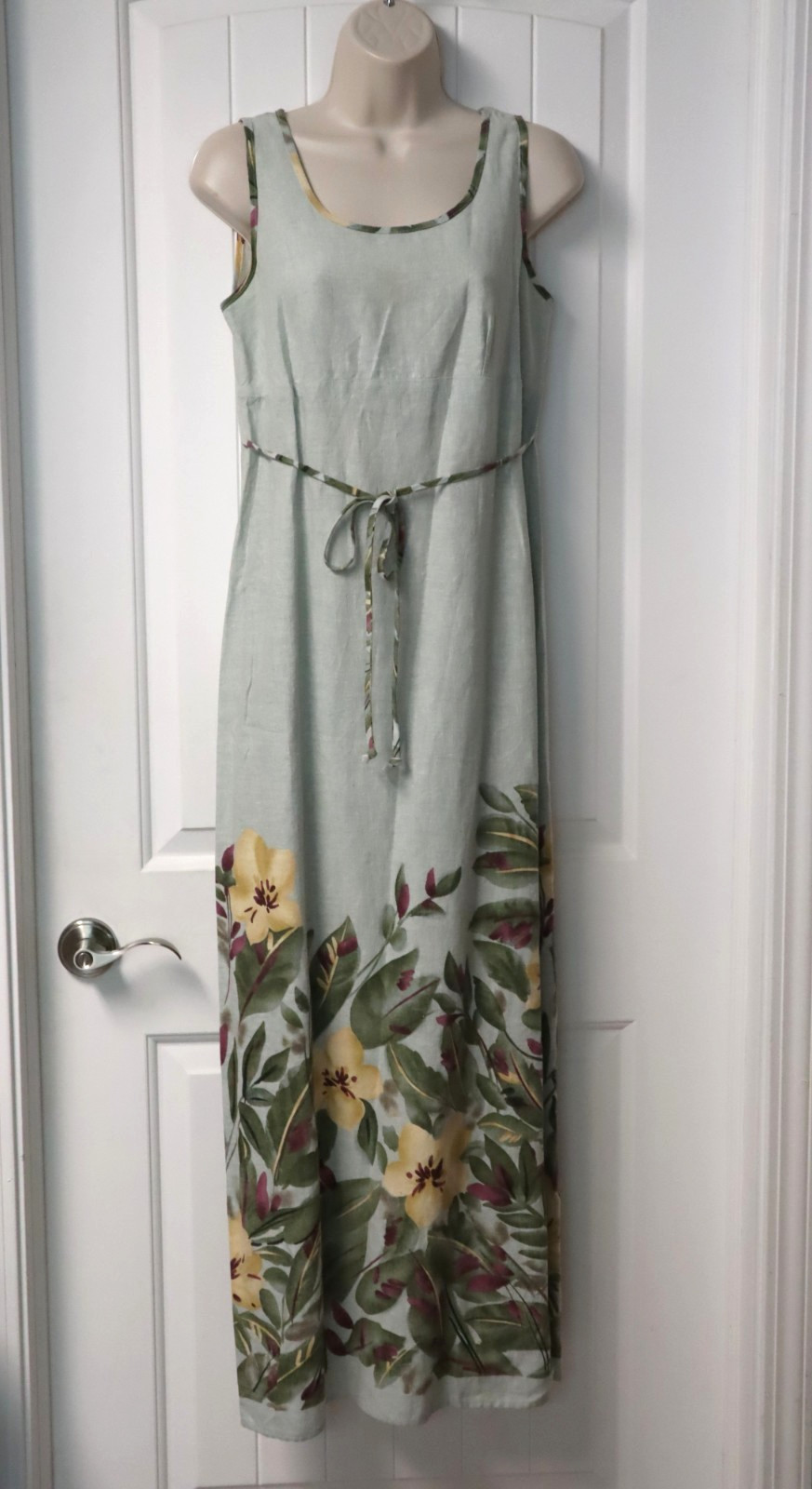 Vintage 1990s California Concepts light green floral linen blend maxi dress 9