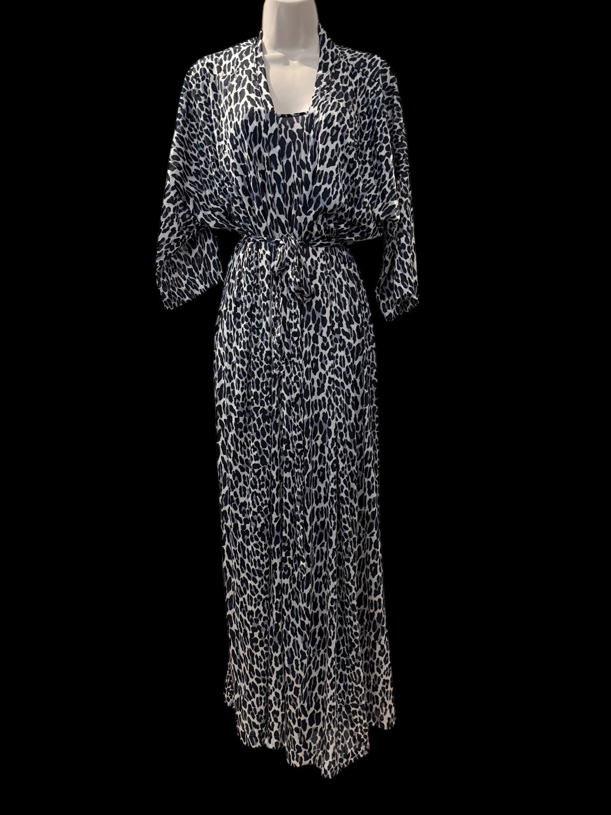 Vintage Large VANITY FAIR Leopard Wrap Peignoir Robe Lingerie Negligee Gown Set