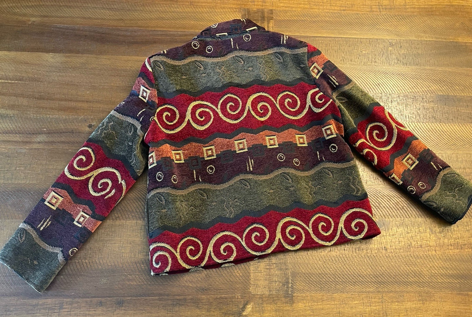 Ladies Tapestry Chenille Blazer Jacket Luxury Art Deco Womens 1XL Made In USA