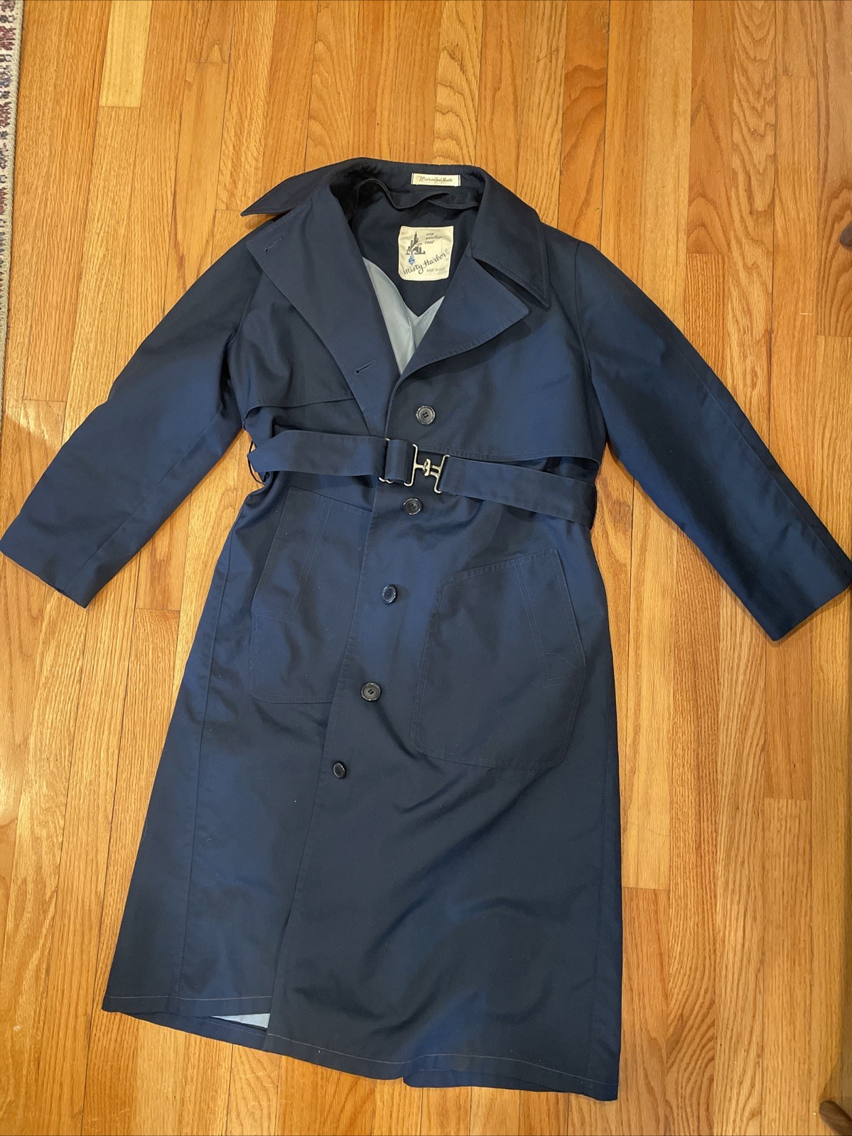 Vintage Misty Harbor Trench Coat Size 12 Navy Blue EUC Rare