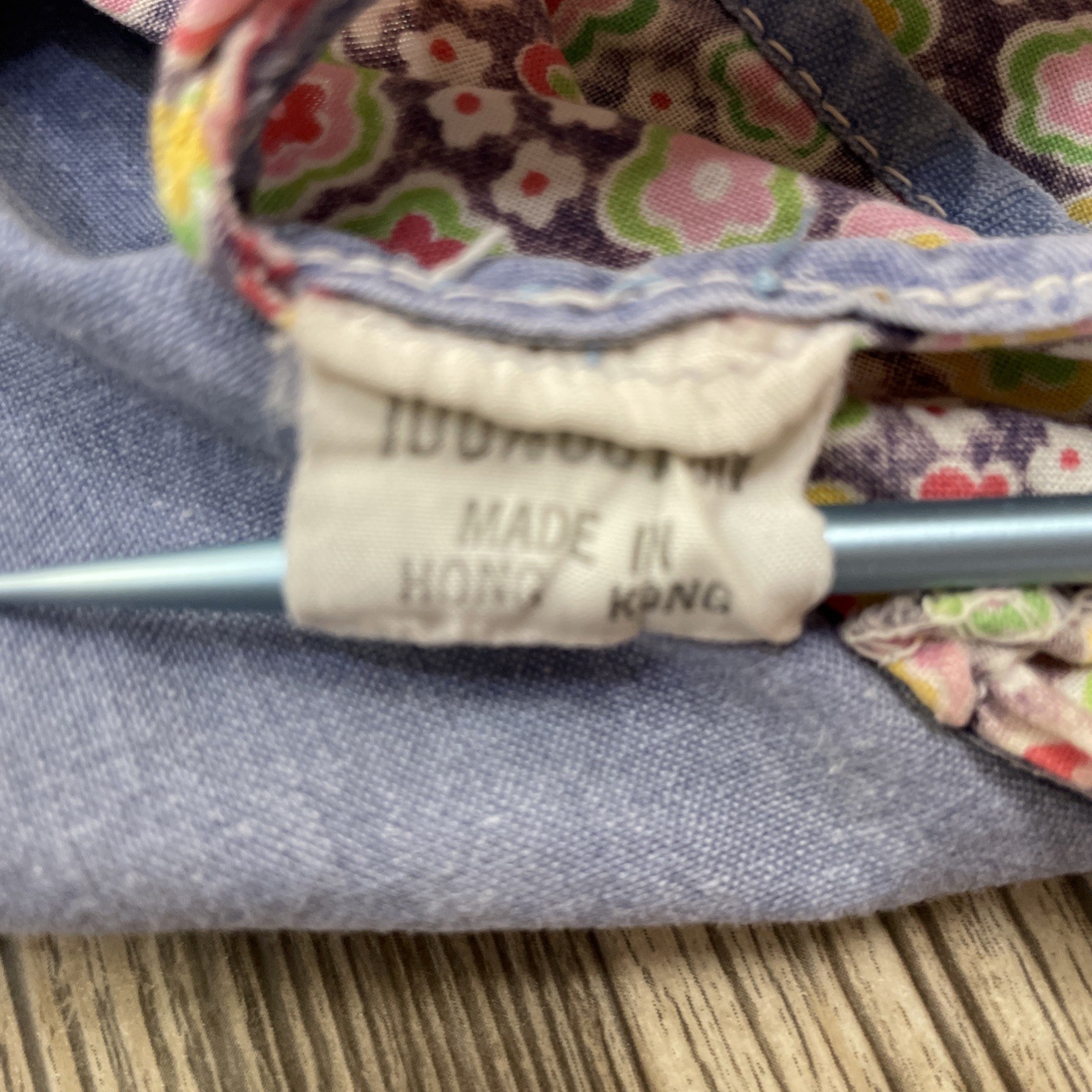 Vtg Prairie Cottagecore Chambray Calico Dress Size XS Cotton