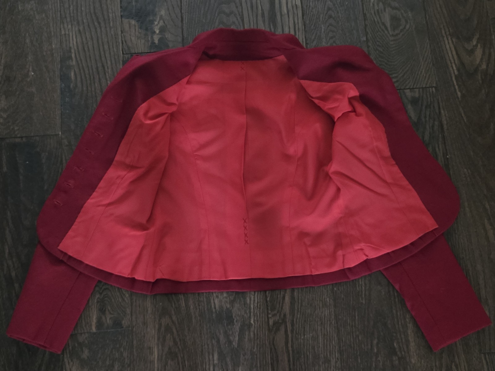 Vintage 1940s 1950s Red Wool Cropped Blazer Jacket Fitted Nipped Pinup No Label
