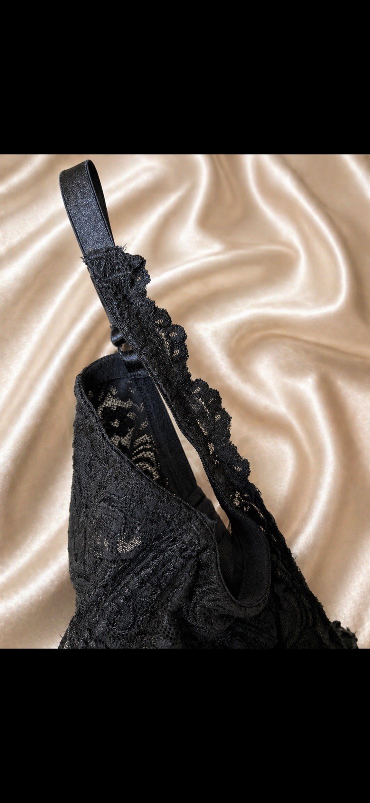 Vintage Smart & Sexy Black Lace Underwire Bra 38DD Floral Sheer late 1990s/Y2K❤️