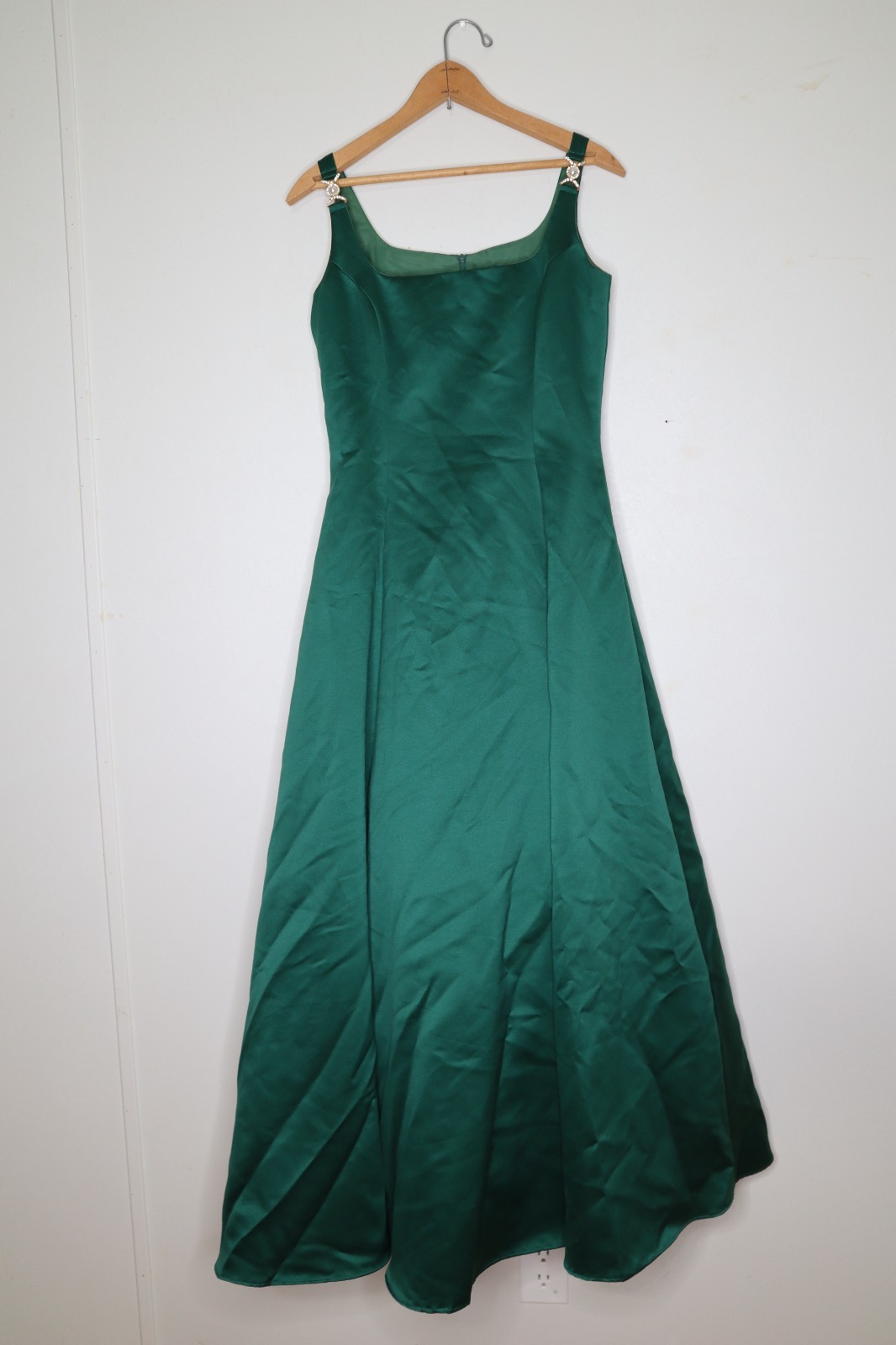 Vintage Scott McClintock Green Satin Maxi Dress Mother Bride Party Prom Medium