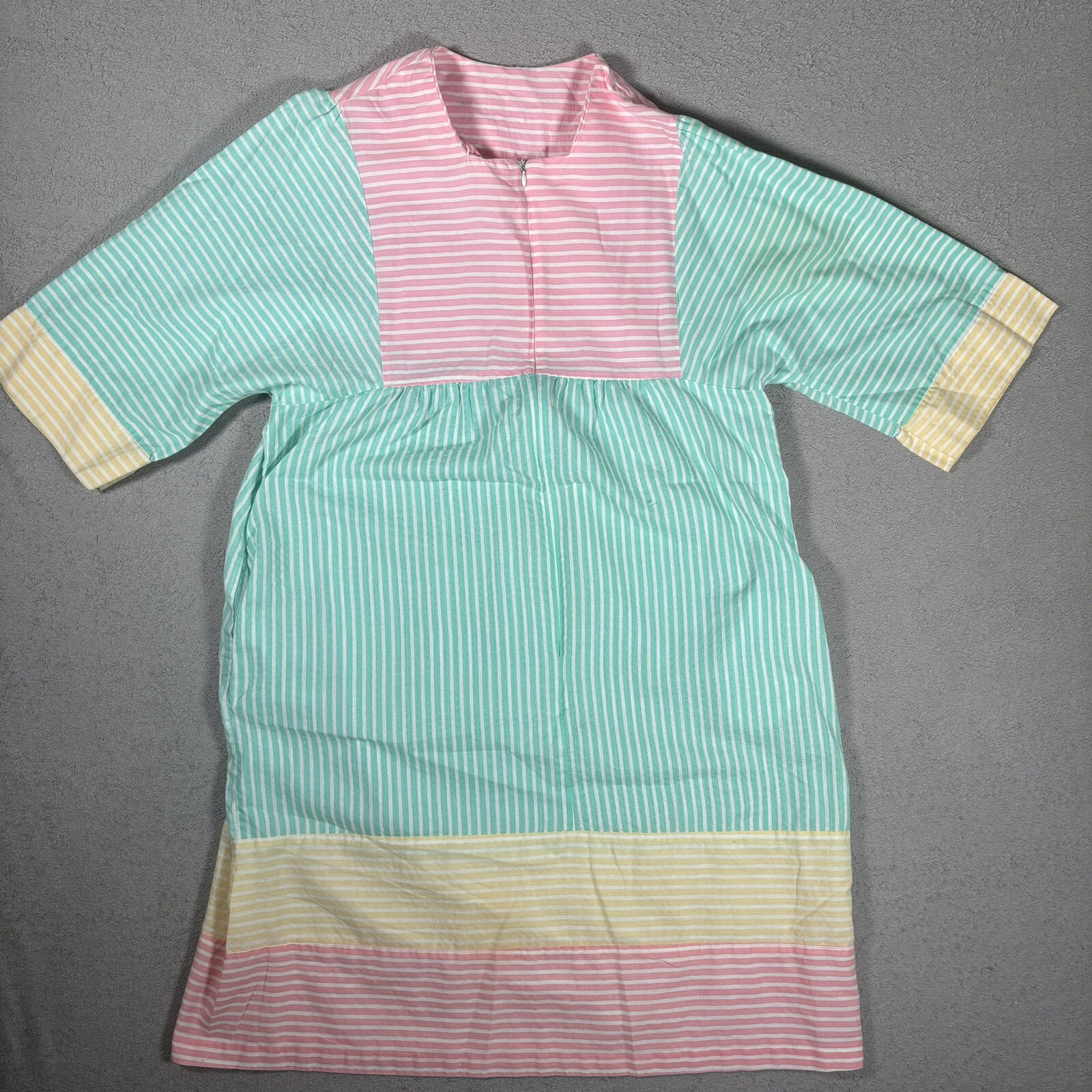 Vintage House Dress Pastel Color Block Bright Mumu M/L Relaxed Fit Knee Length