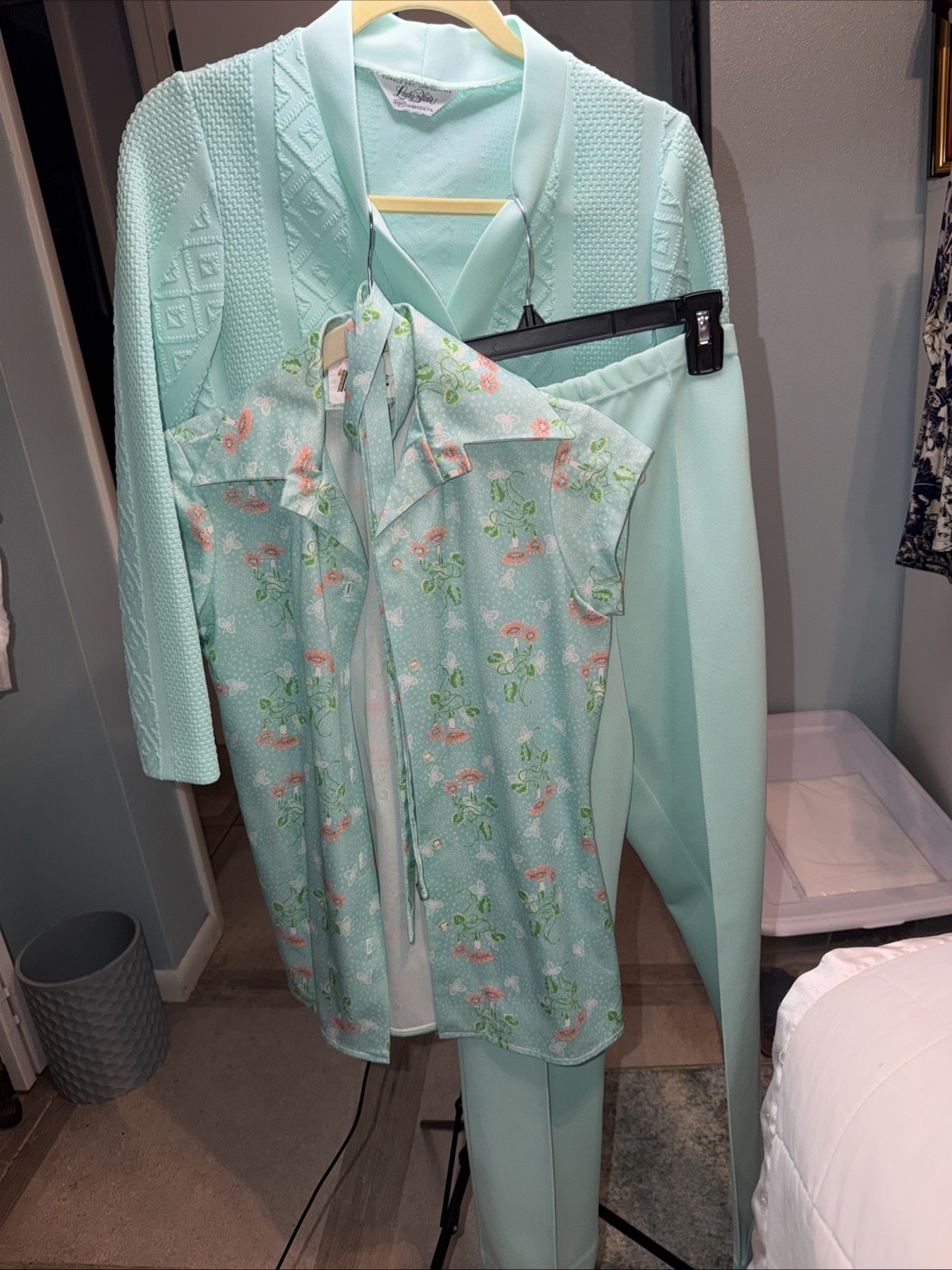 Vtg Blair & Mr Fine Dallas Women 3pc Pant Set Turquoise 50&rsquo;s Look