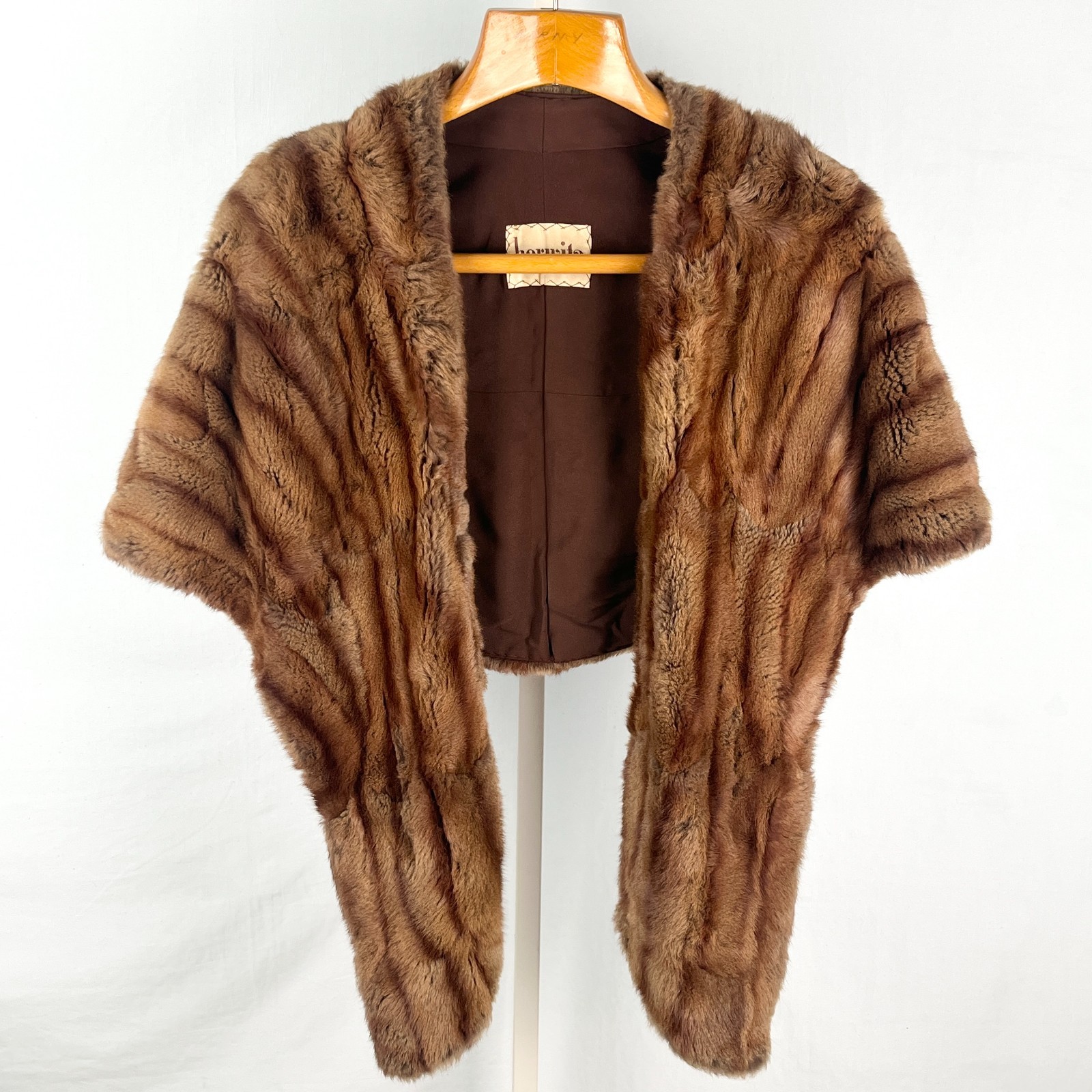 Vintage Fur Stole Capelet Womens Brown Horwitz Milwaukee Old Hollywood Wrap