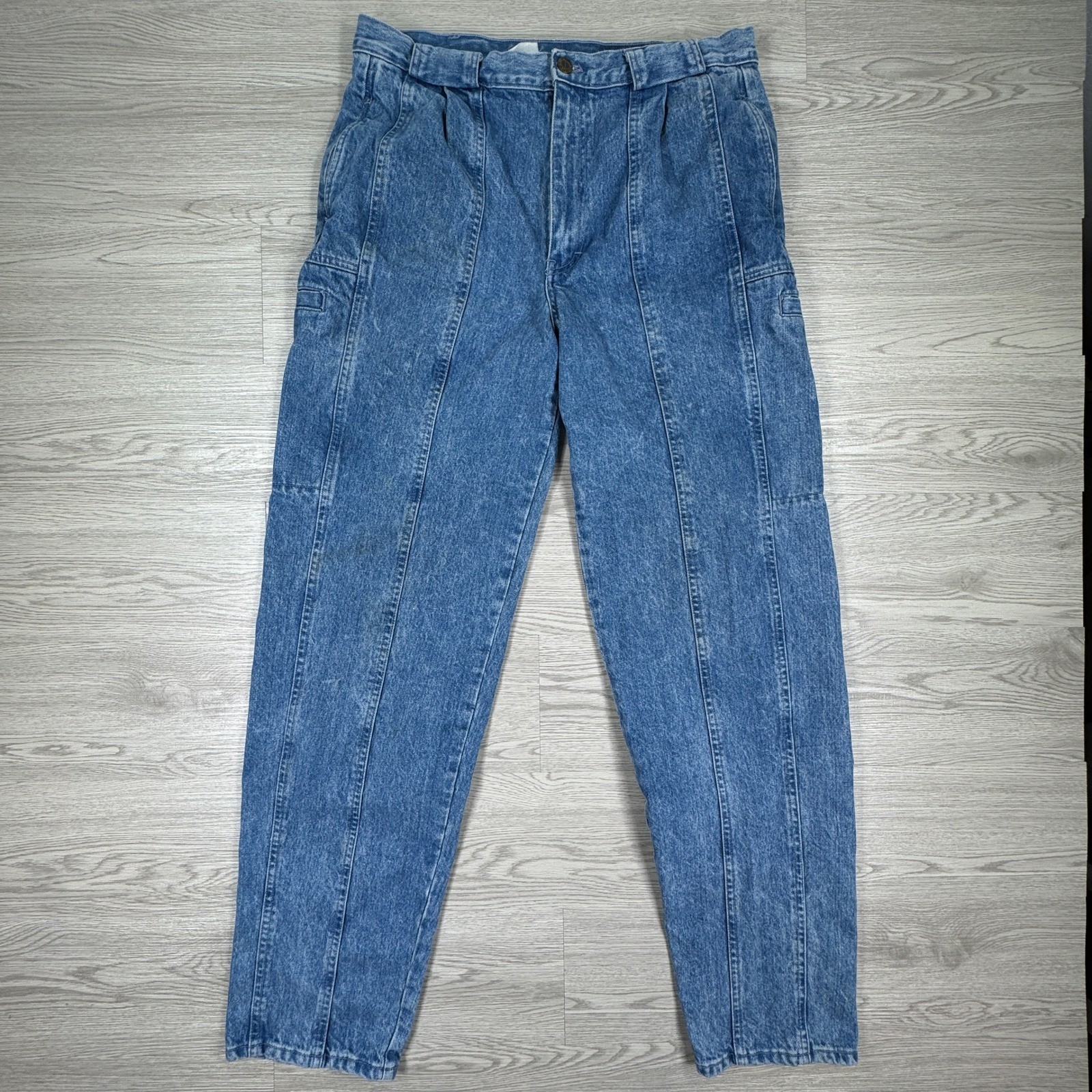 Brittania Women&rsquo;s Utility Cargo Jeans Blue 36 Vintage Paneled Denim Barrel