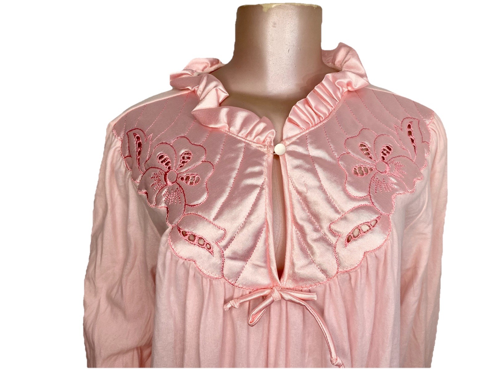 New Vintage 70’s Pinehurst Pink Granny Prairie Nightgown Long Sleeve Winter Smal
