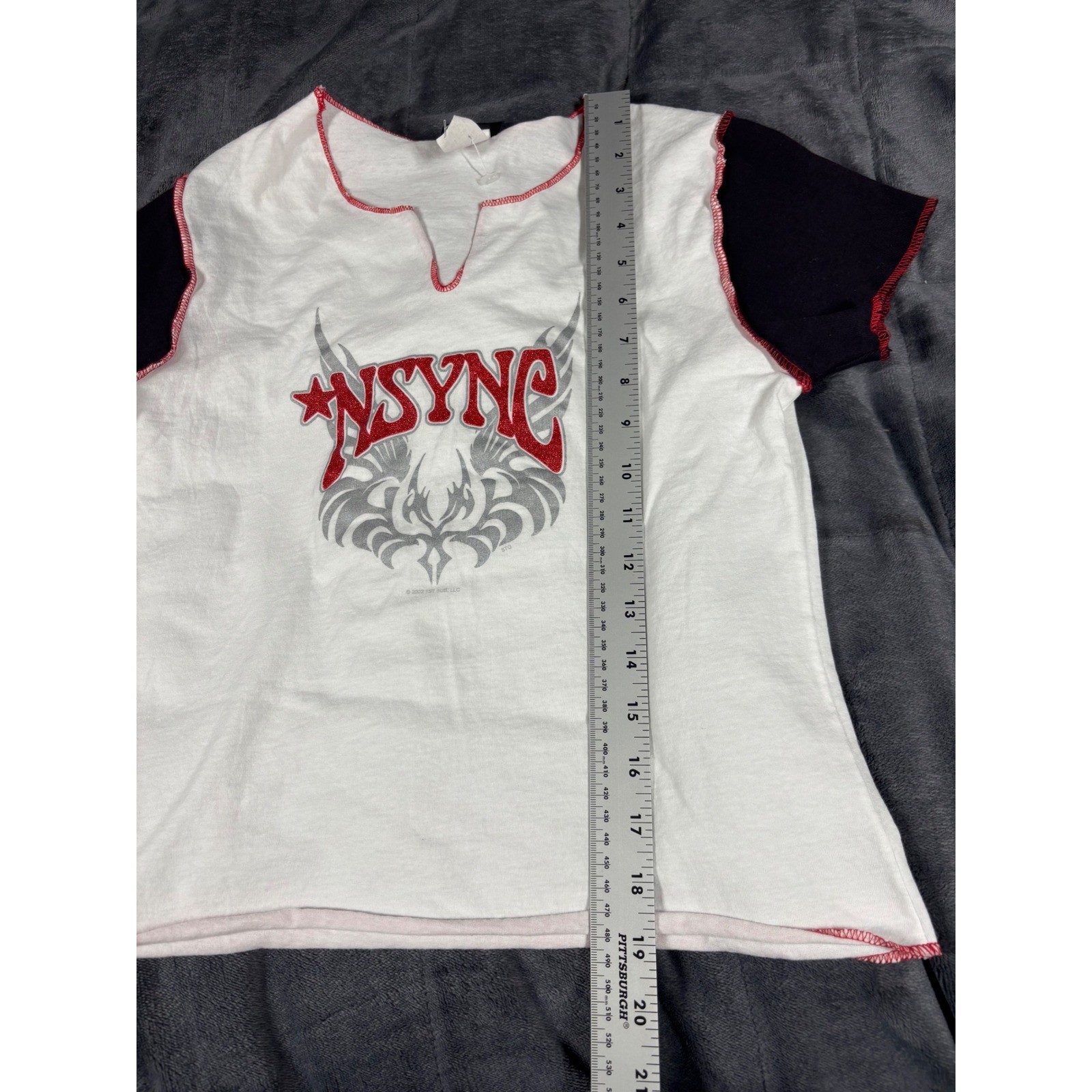 Vintage 2001 NSYNC Georgiana Graphic Tee White Black Red Contrast Stitch Large