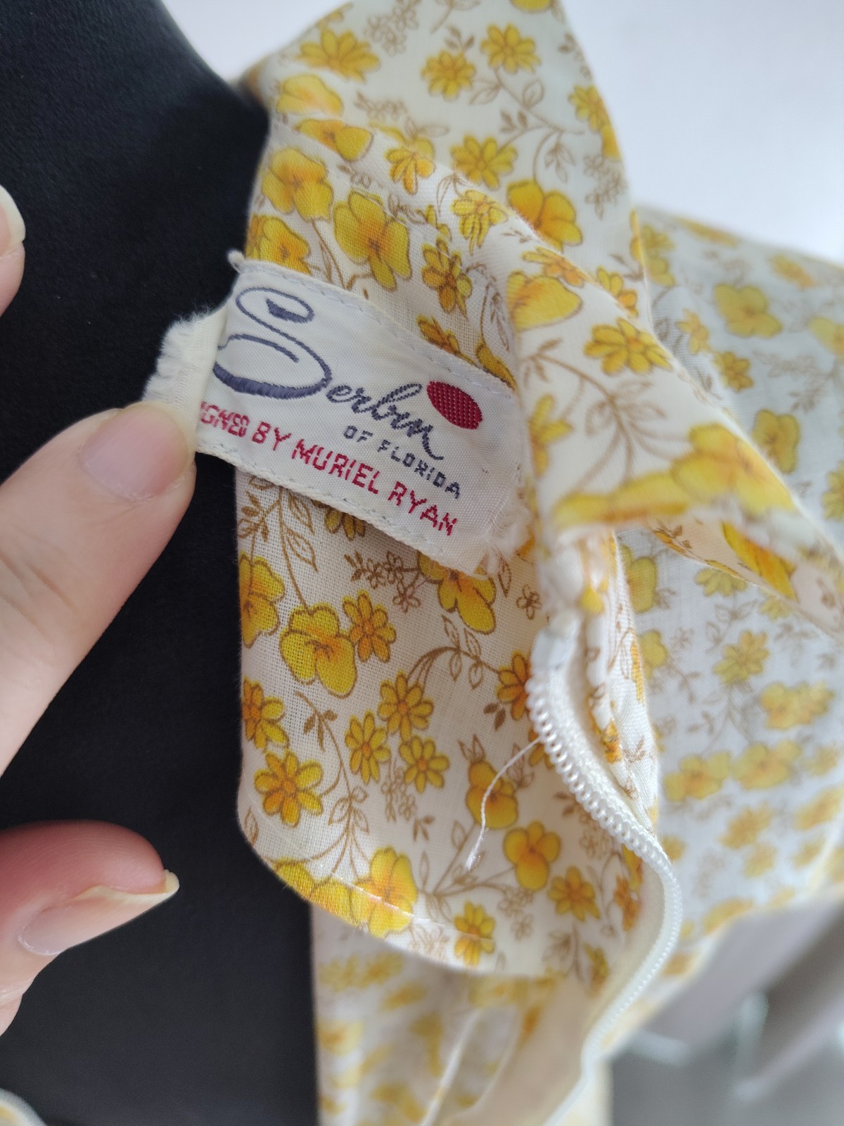 Vtg Serbin Of Florida 50s Yellow Floral Cotton Pleated Button Up Day Dress M