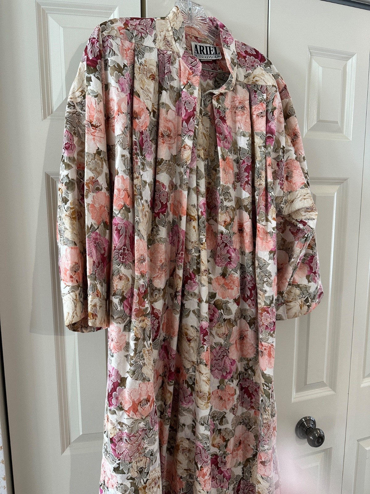 VTG 80&rsquo;s 90s Ariel Peter Keyloun Floral Maxi Caftan Hostess Gown M Lagenlook