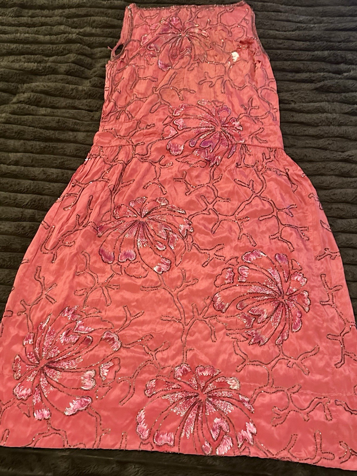 Vintage 1920s Rue De La Paix Paris France Beaded Flapper Dress As Is