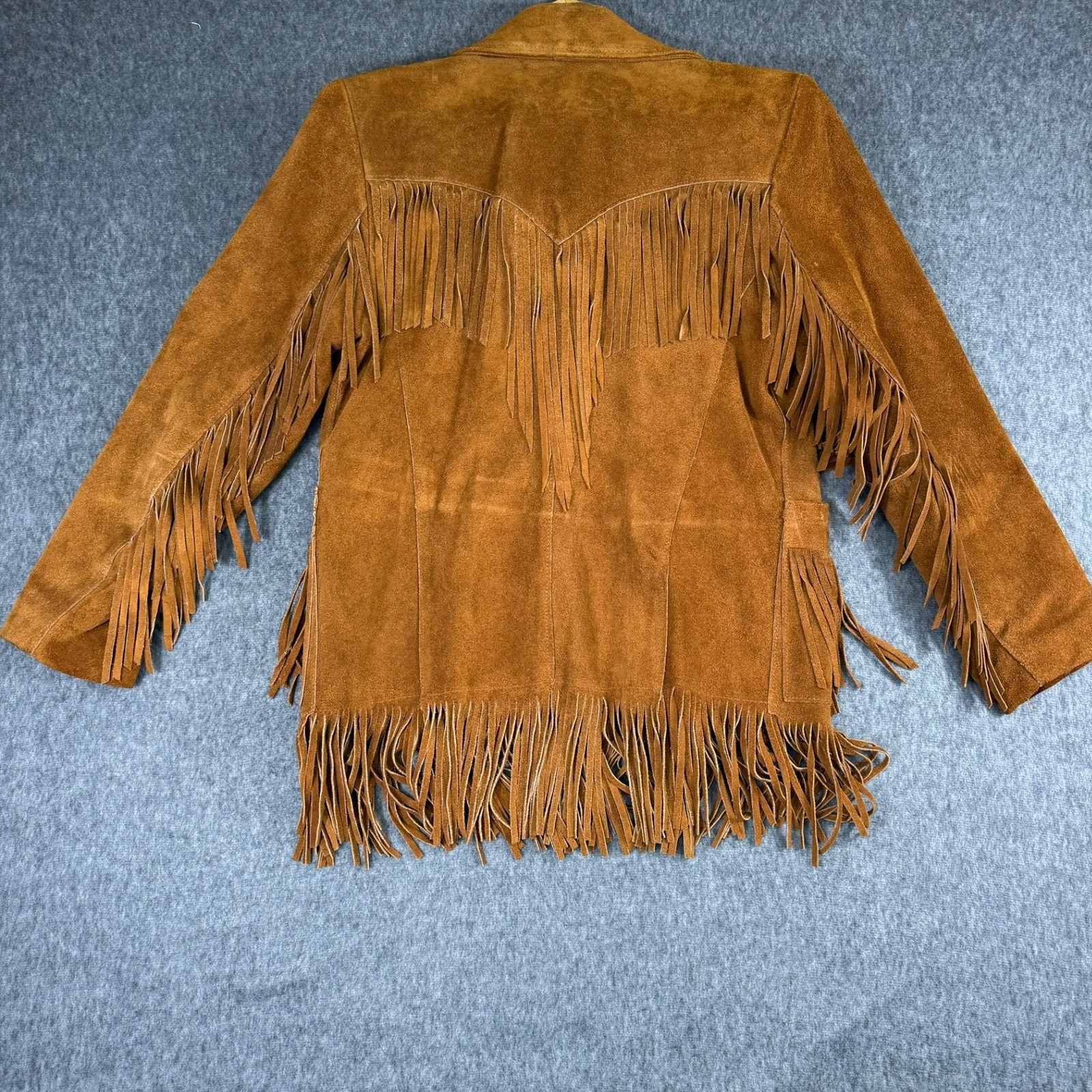 Ms Pioneer Leather Jacket Womens 10 Brown Suede Fringe Western Albuquerque Vtg