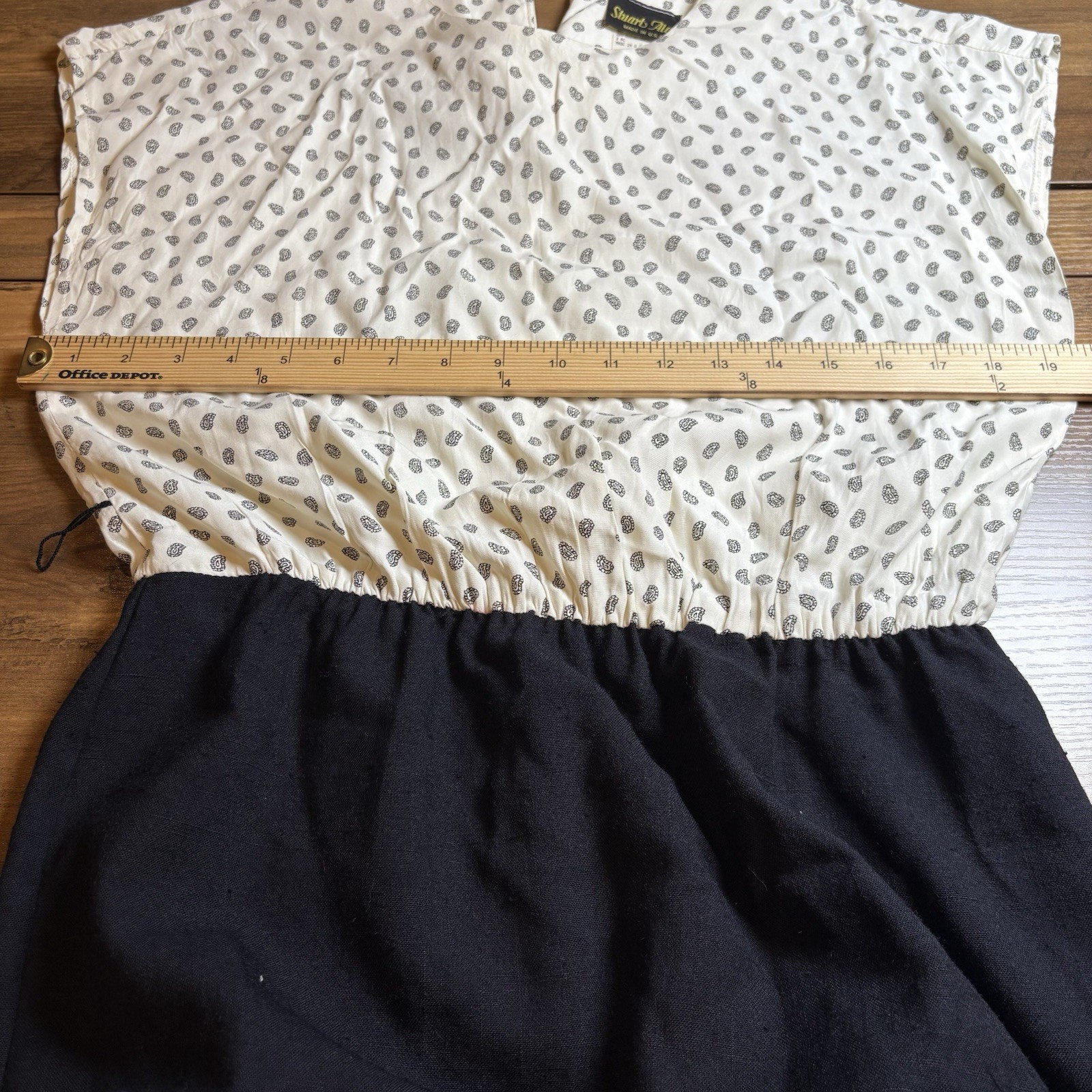 Vintage ~80’s Stuart Alan USA Made Black White Paisley/Solid Midi Dress Size 14