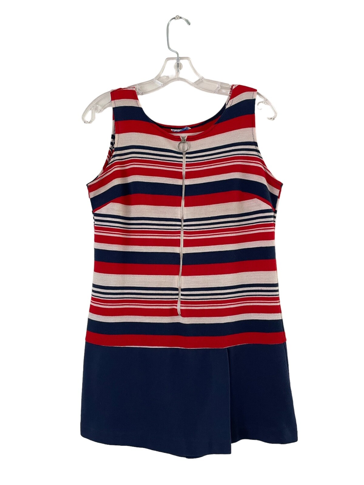 Vintage 60s 70s Mod Romper Red White Blue 4th July Skort Size Medium
