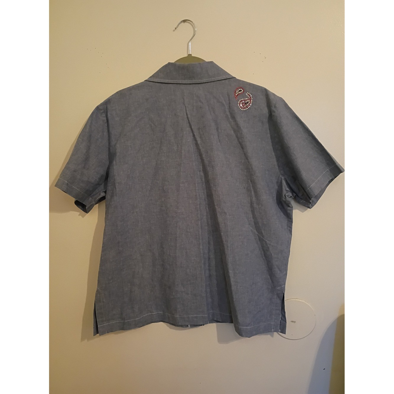 VTG Source Unknown Bandana Panels Embellished Denim Shirt Sz XXL Or 2XL