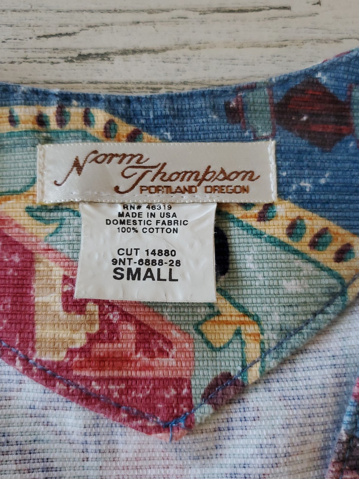 Vintage Norm Thompson Geometric Vest Blue Multicolor Size Small
