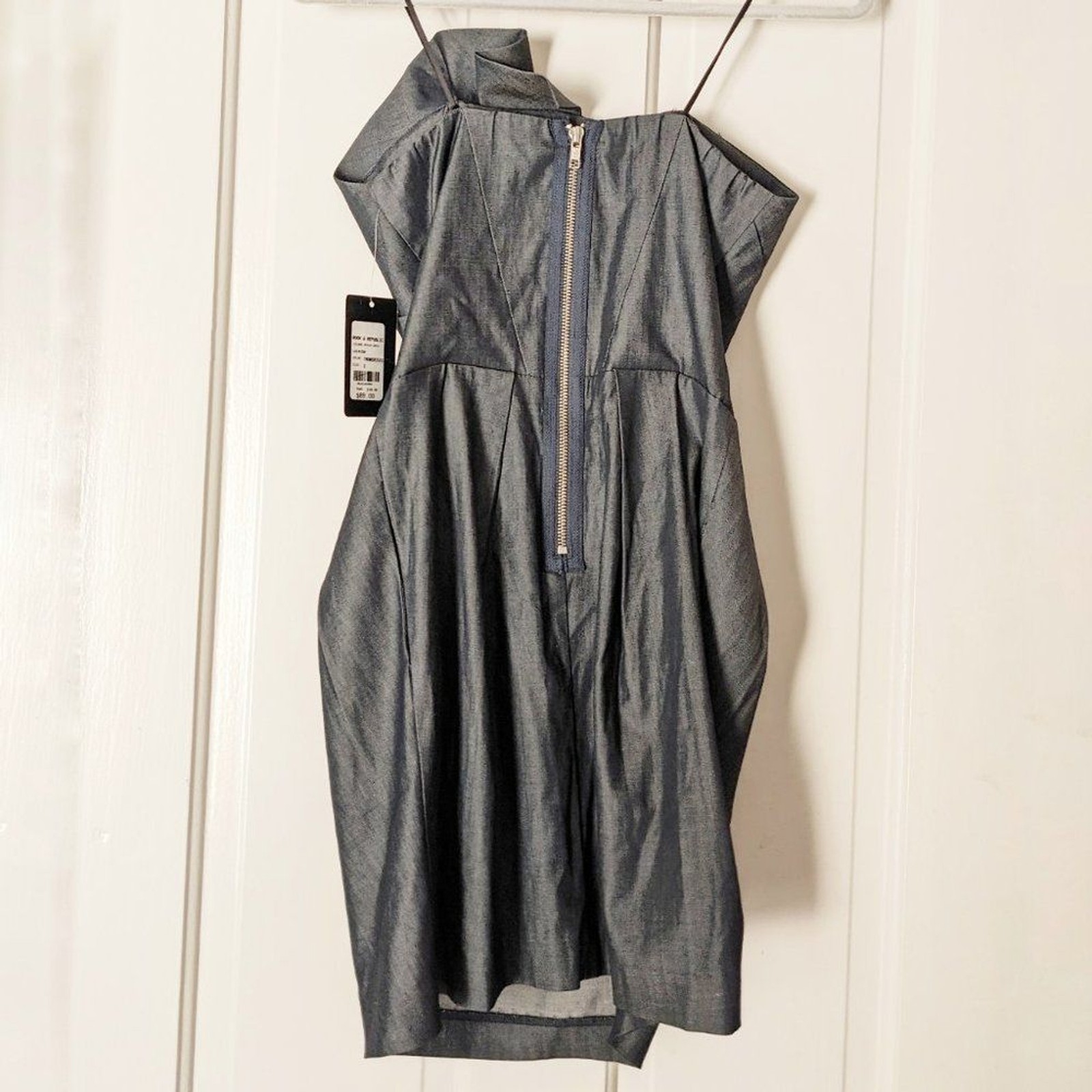 NWT VTG ROCK & REPUBLIC Leland Strapless Denim Origami Dress in Transmission / 2