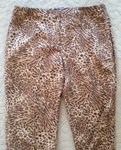GIANNI VERSACE COUTURE Leopard Raw Silk Zippers Leg Pants EU 40 Italy Very RARE!